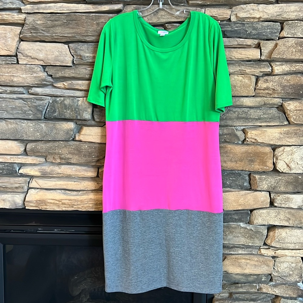 NWOT LuLaRoe Short Sleeve Color Block Dress Size XL